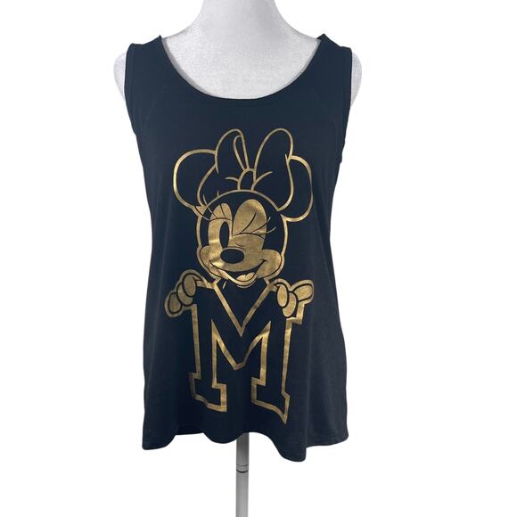 Authentic Disney Parks Black Gold Winking Minnie Mouse Tank Top Sz M Tagless - Picture 1 of 5